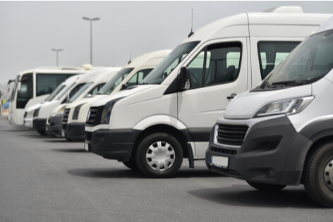 A fleet of minibuses