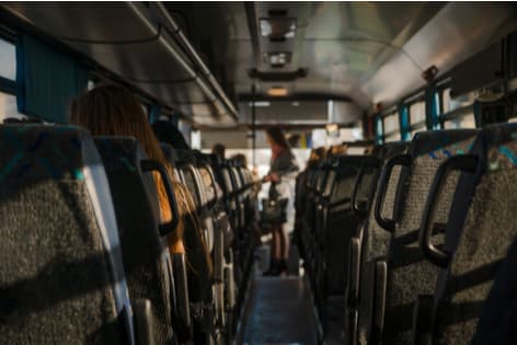 Interior of an executive charter bus