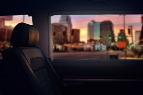 A close up of a leather seat on a sprinter van